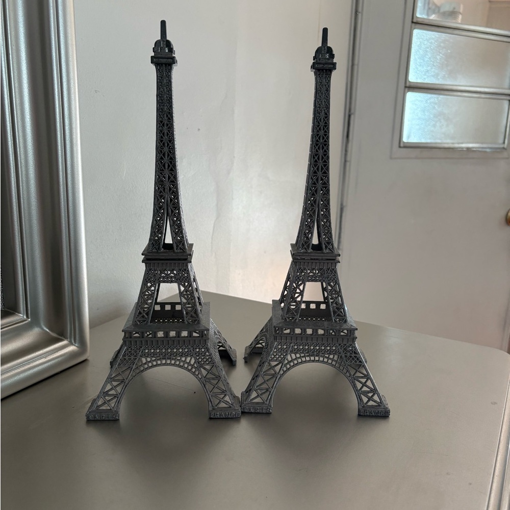 Elegant Silver Eiffel Tower Bookends